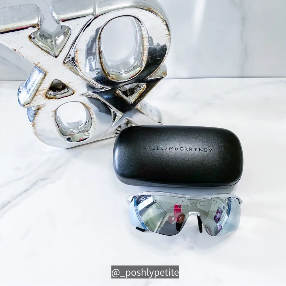 Stella McCartney sports mirror shield metallic silver sunglasses - Picture 11 of 15